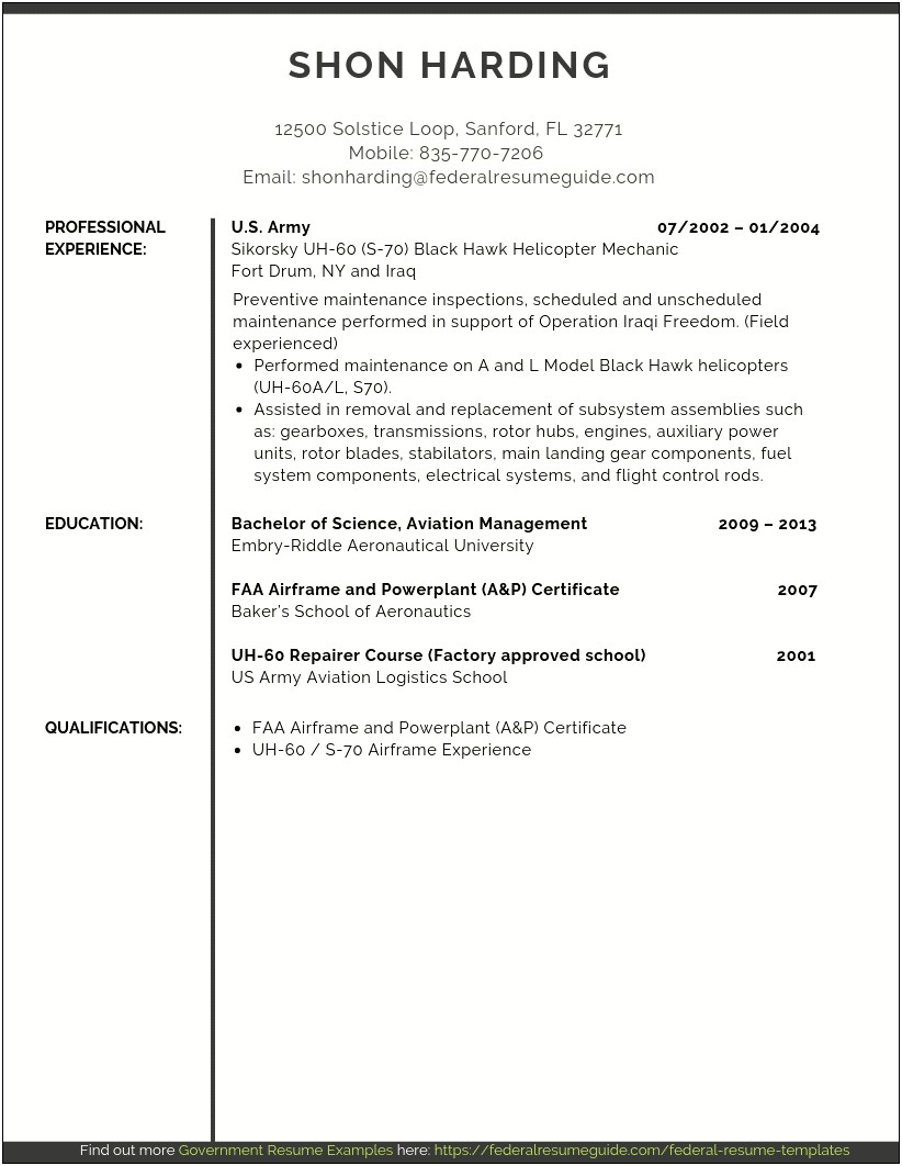 Army Nco Deployment Experience To Civilian Resume