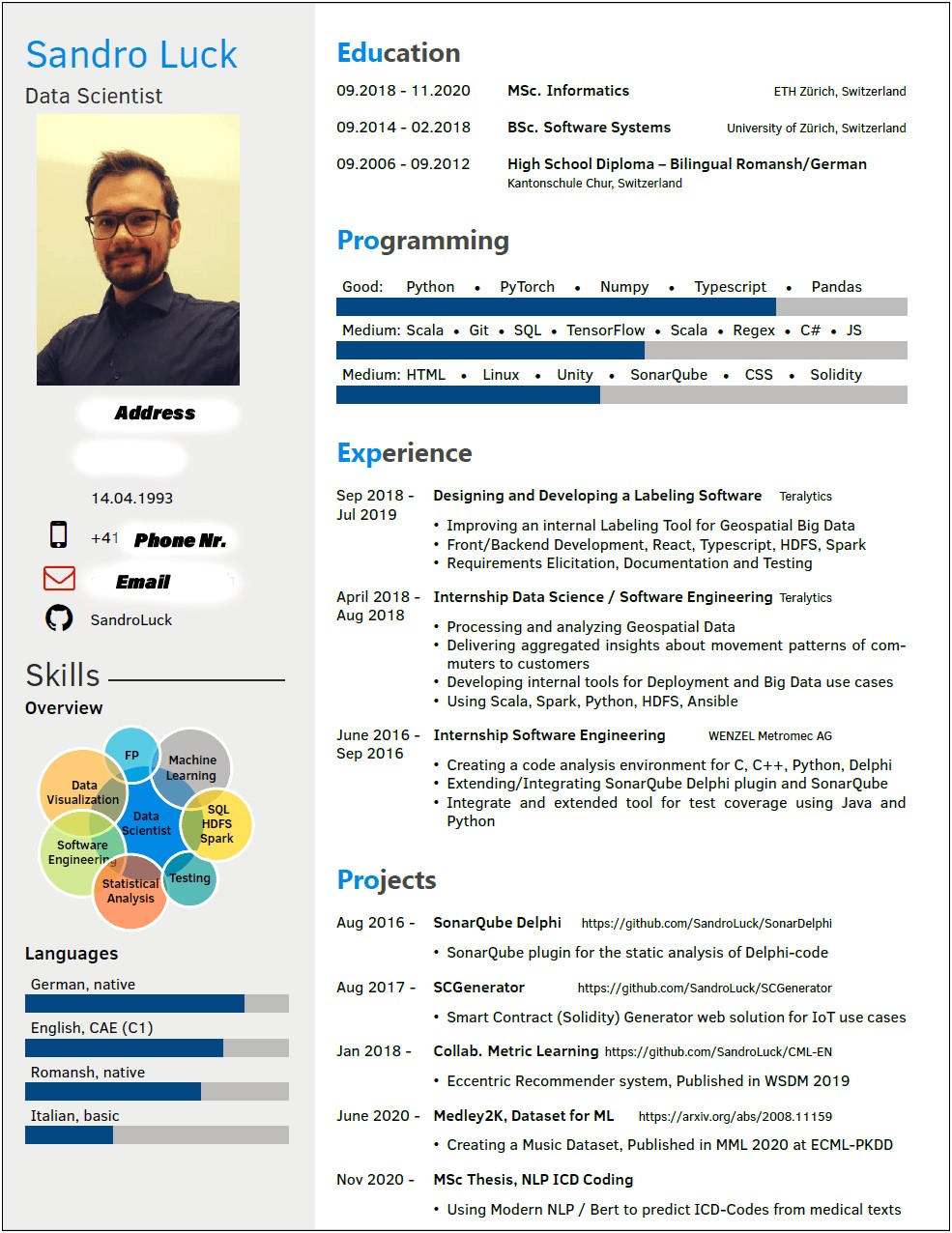 Artificial Intelligence Face Recognition Resume Sample