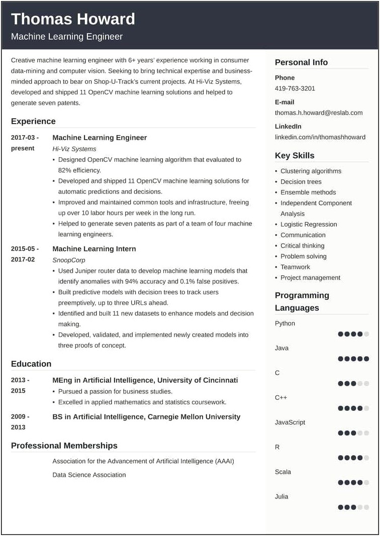 Artificial Intelligence Project Manager Resume