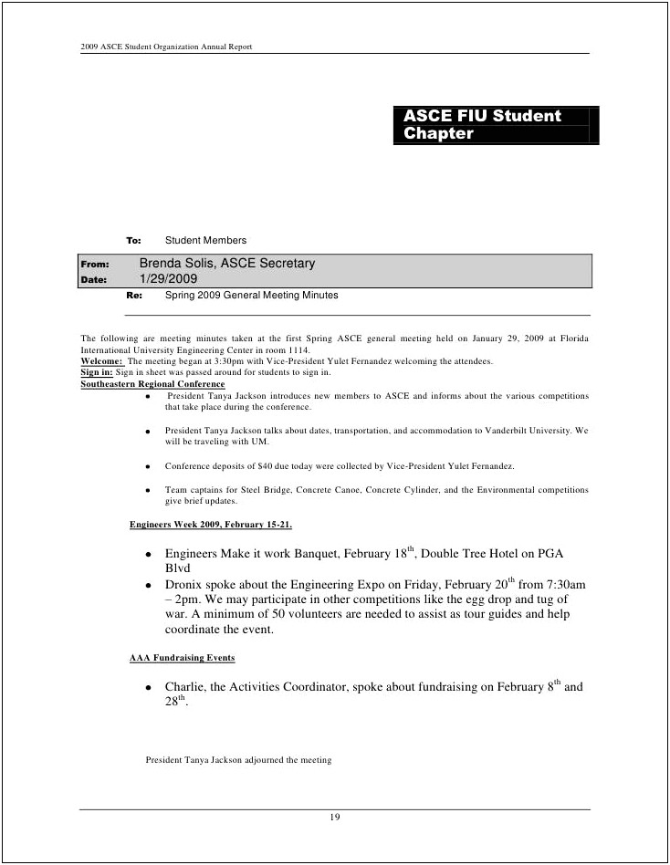 Asce Student Chapter Resume Examples