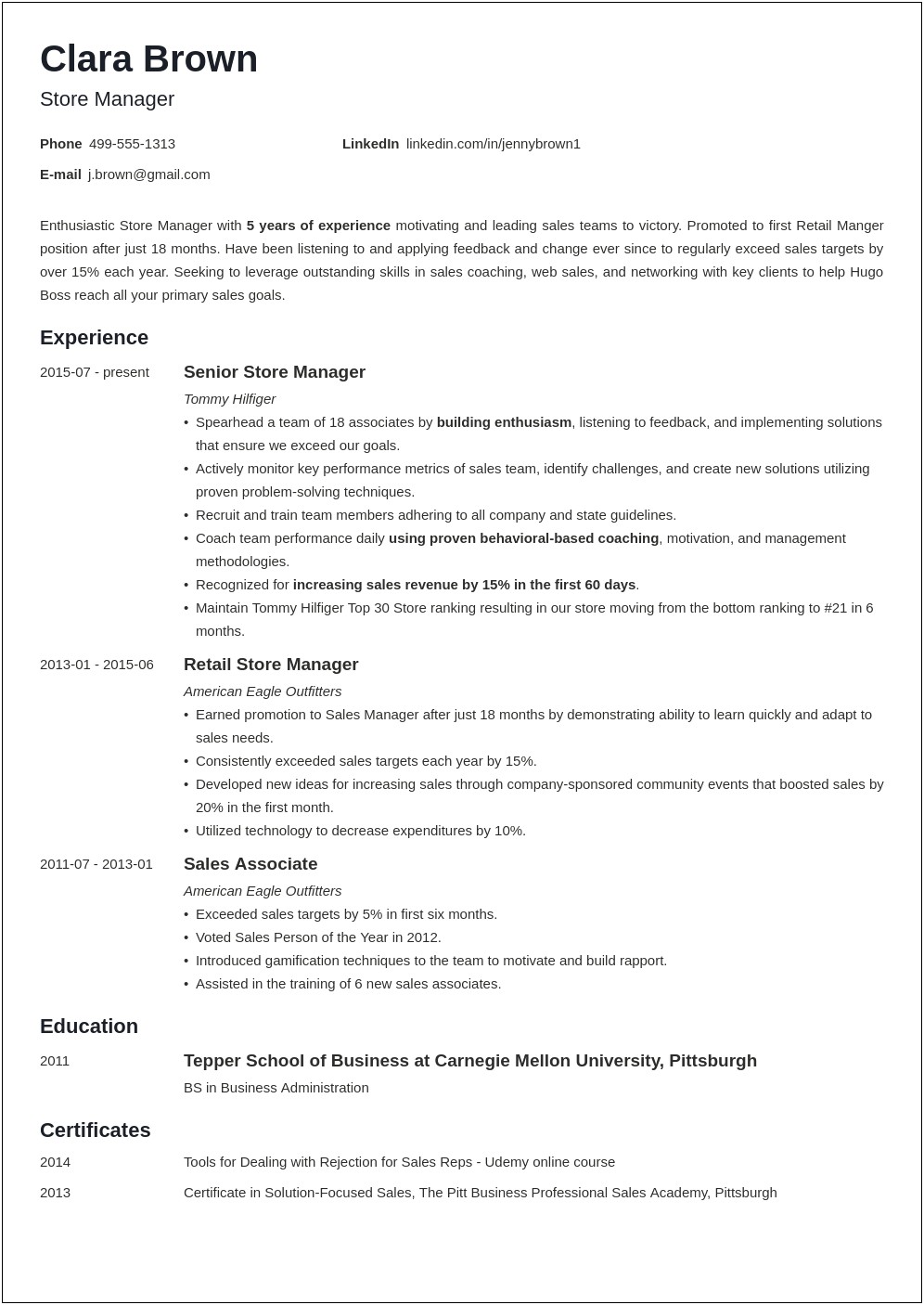 Assistant Department Manager Resume Sample