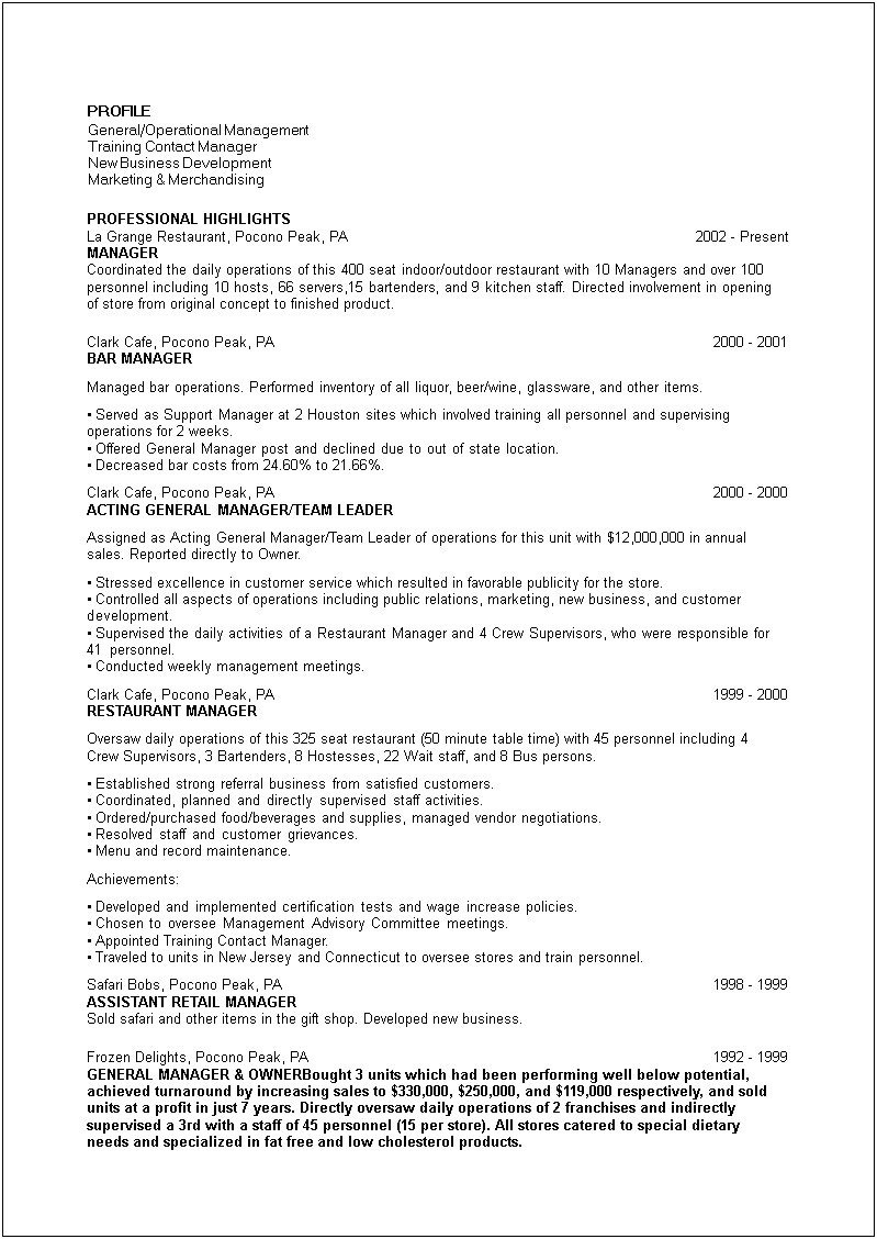 Assistant Manager For Gift Shop Resume
