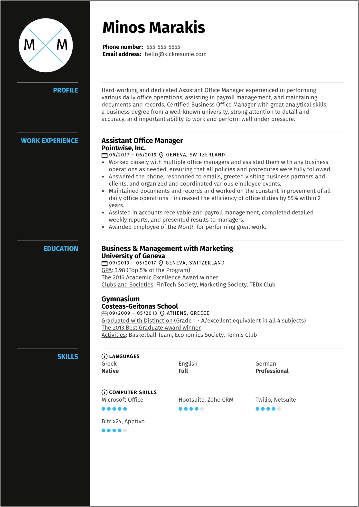 Assistant Operations Manager Sample Resume
