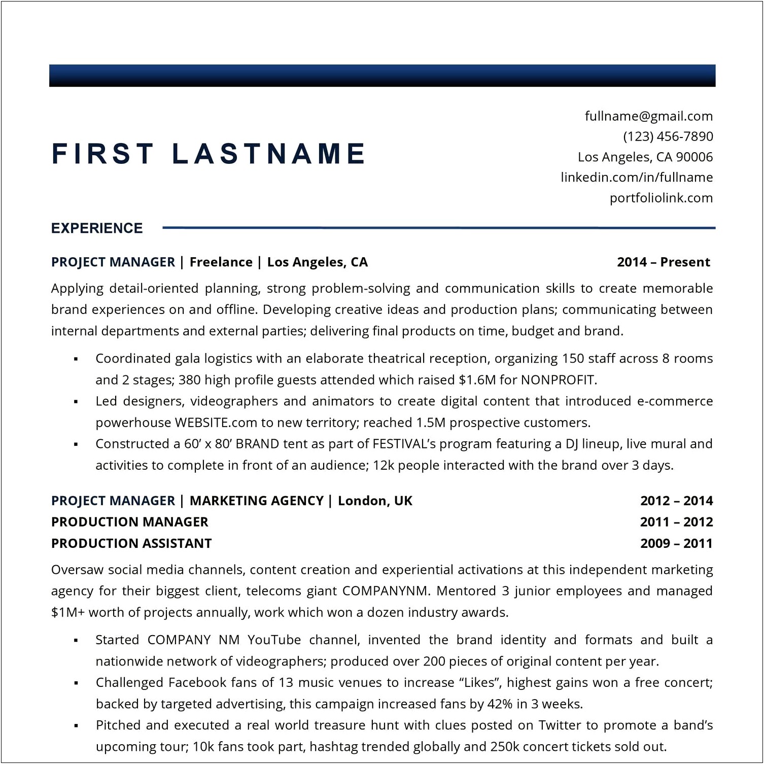 Assistant Production Manager Resume Pdf