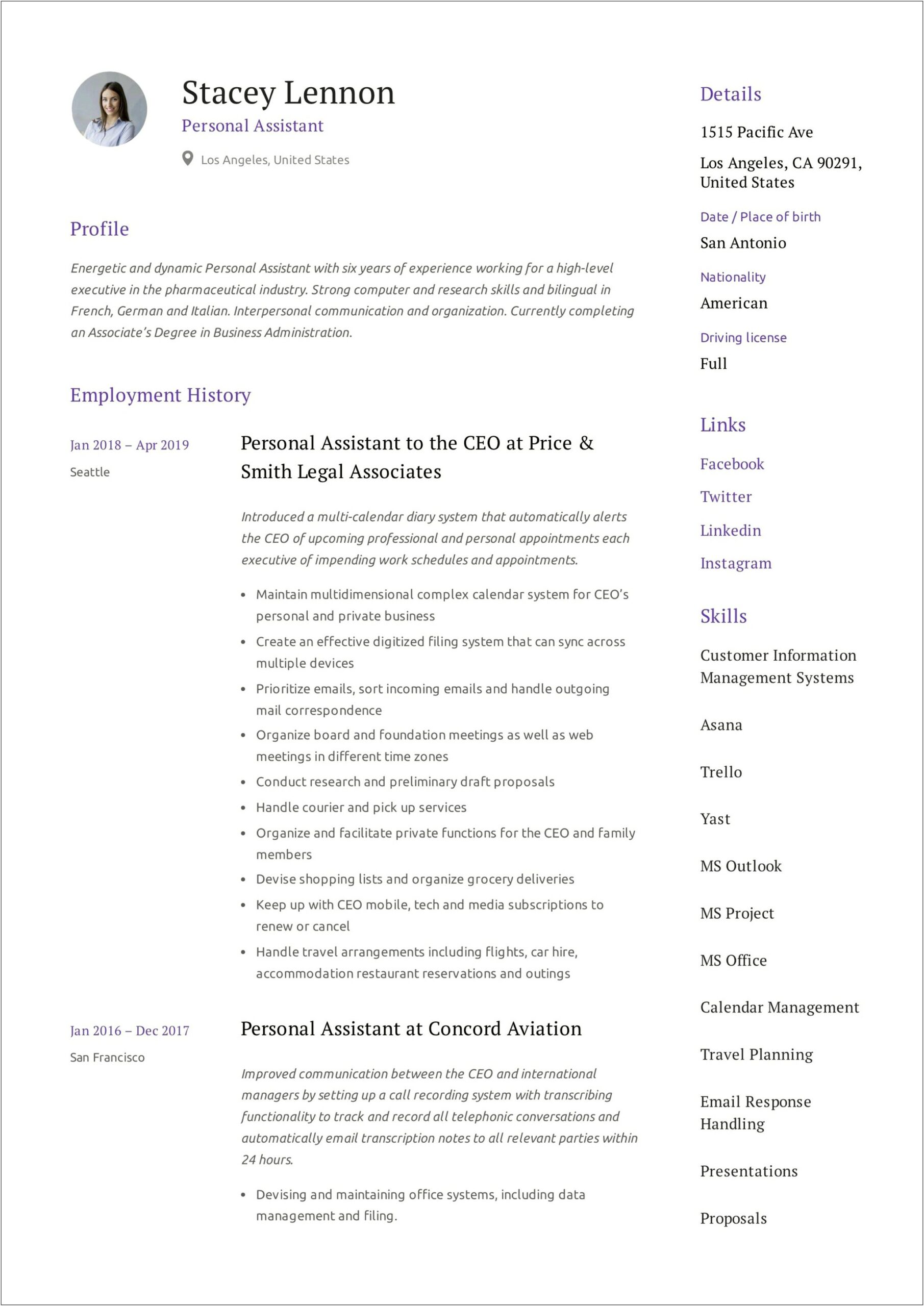 Assistant Skills In Organization On Resume