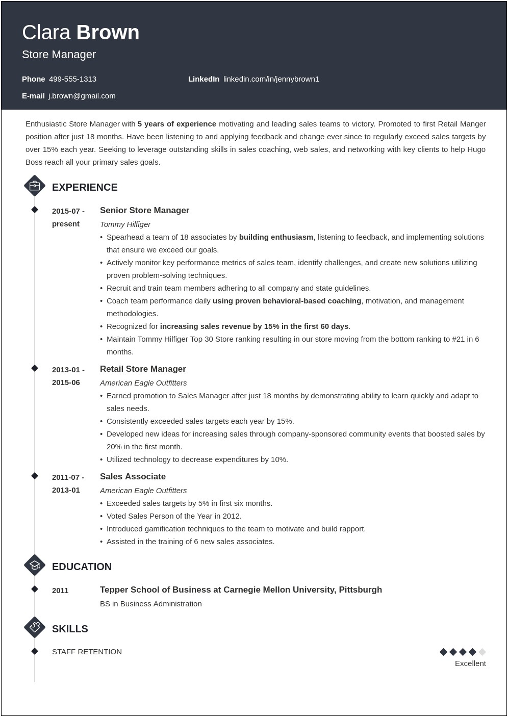 Assistant Store Manager Job Description For Resume