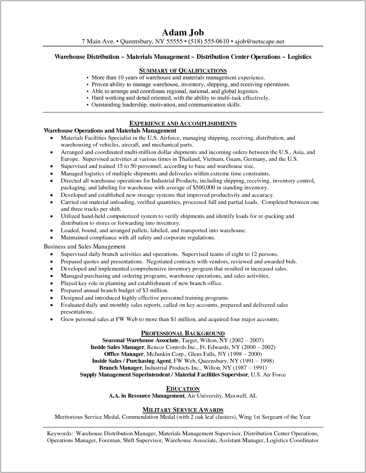 Assistant Supervisor Job Description Resume