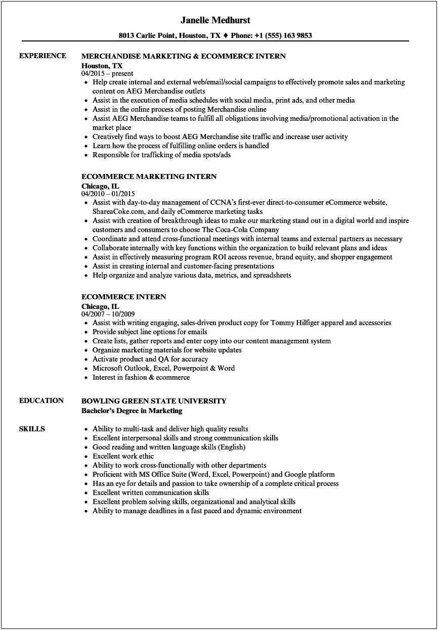 Associate Product Manager Intern Resume