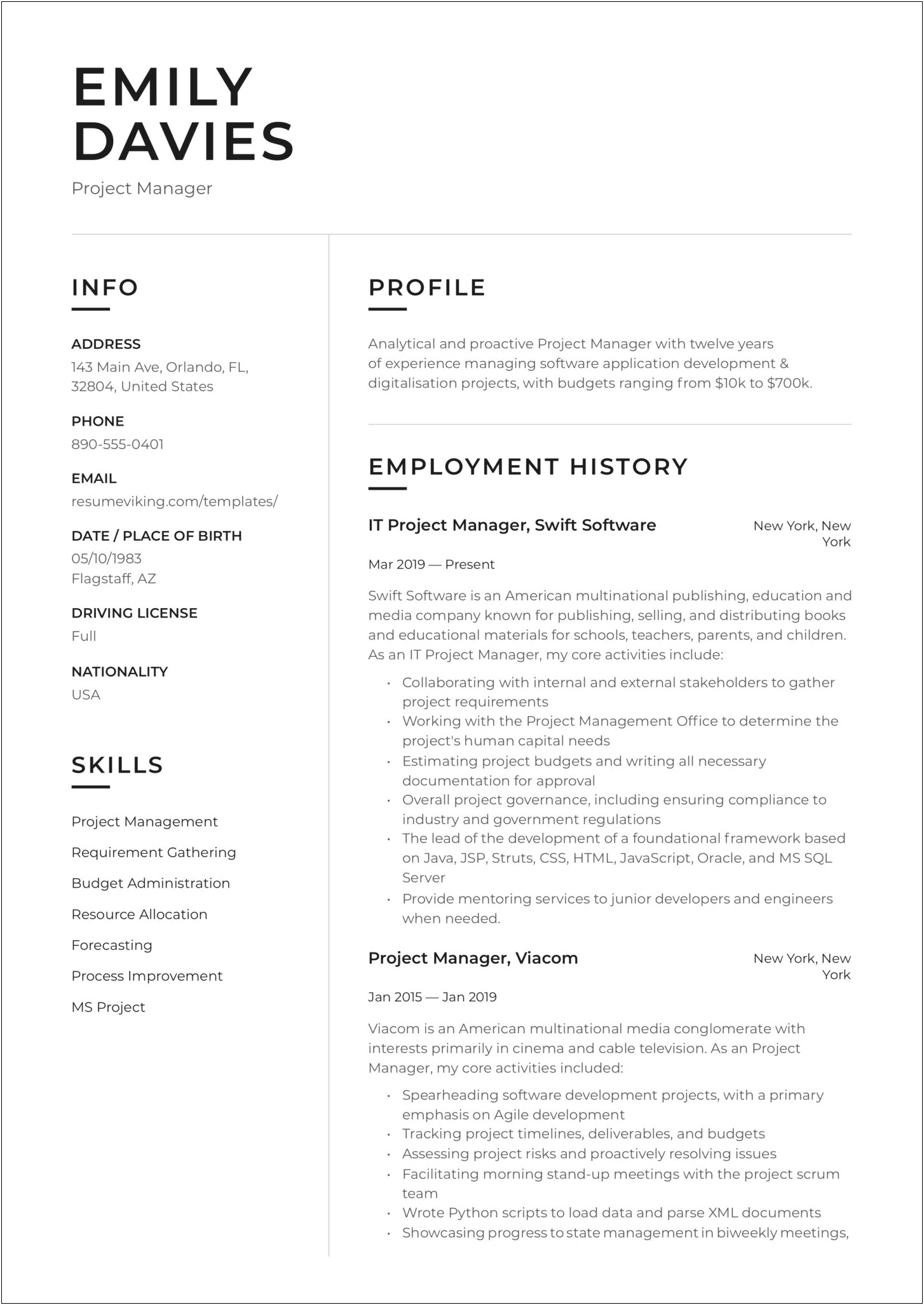 Associate Project Manager Sample Resume