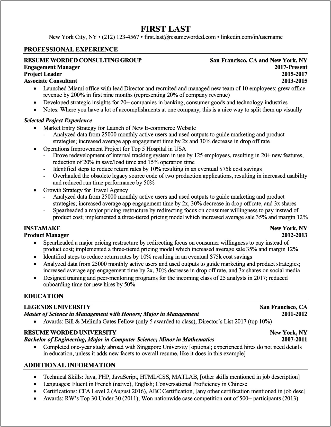 Ats Compatible Resume Template Free 2017
