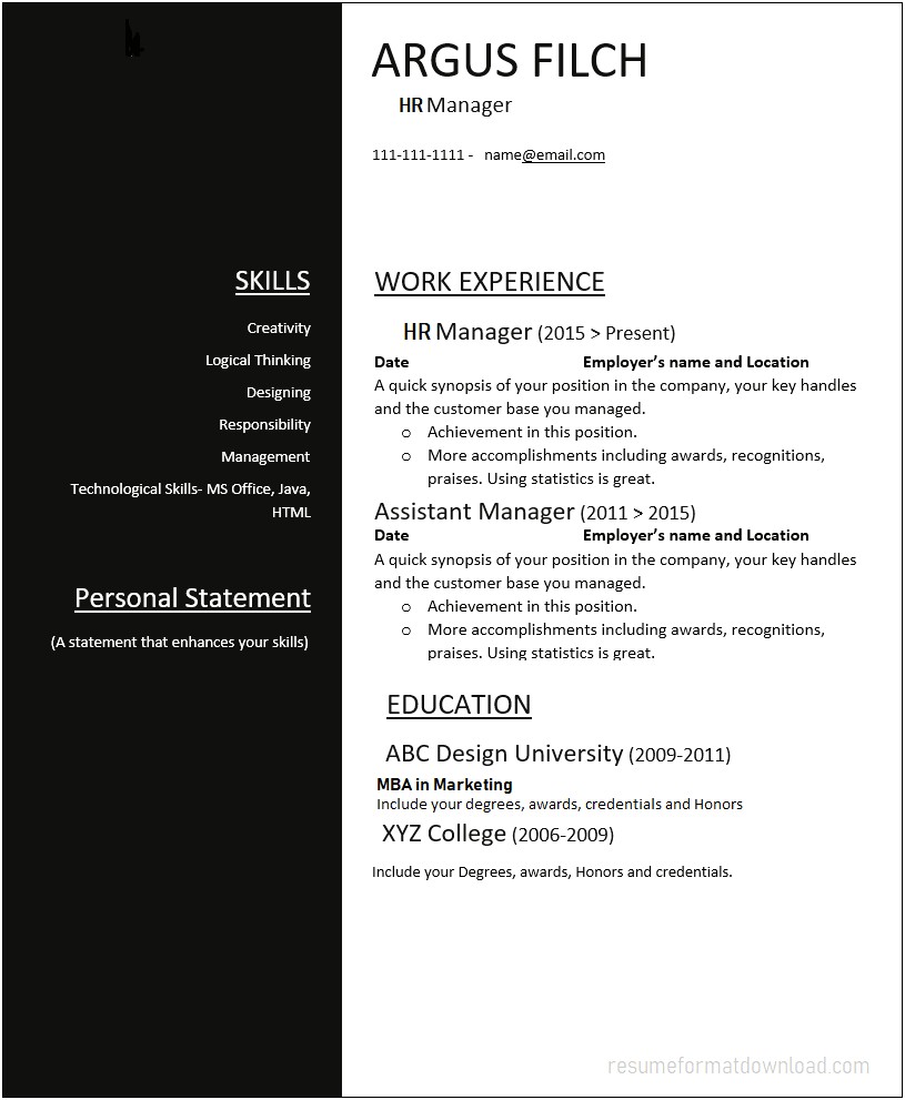 Ats Friendly Resume Template Free 2019 Download