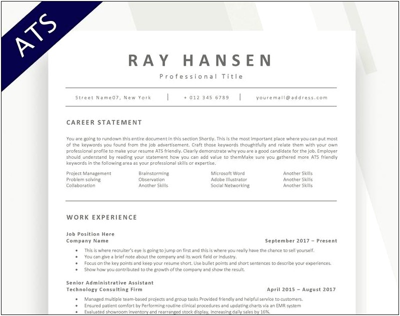 Ats Resume Sample View Example