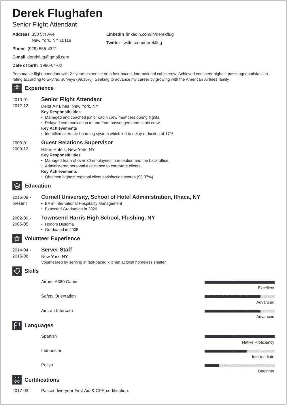 Attendant Sample Resume No Experience