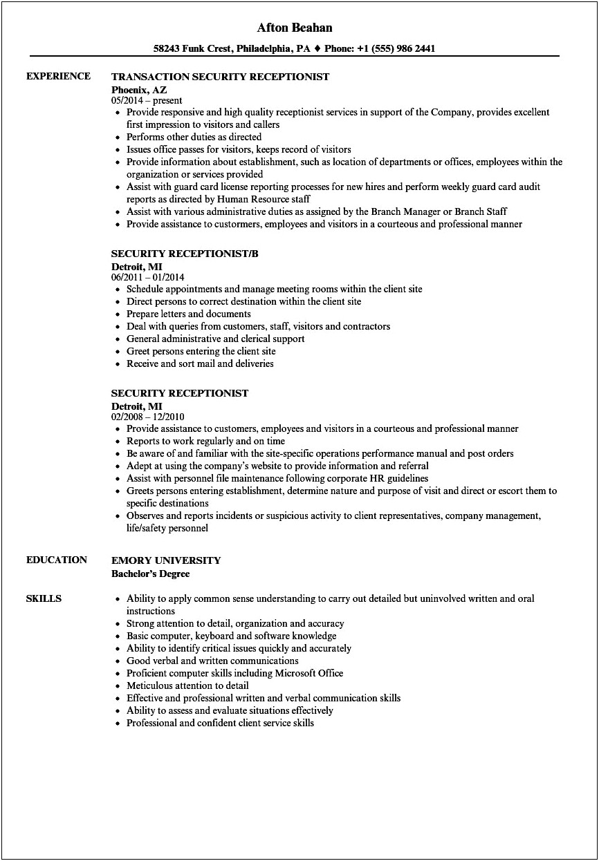 Attention To Detail Resume Example