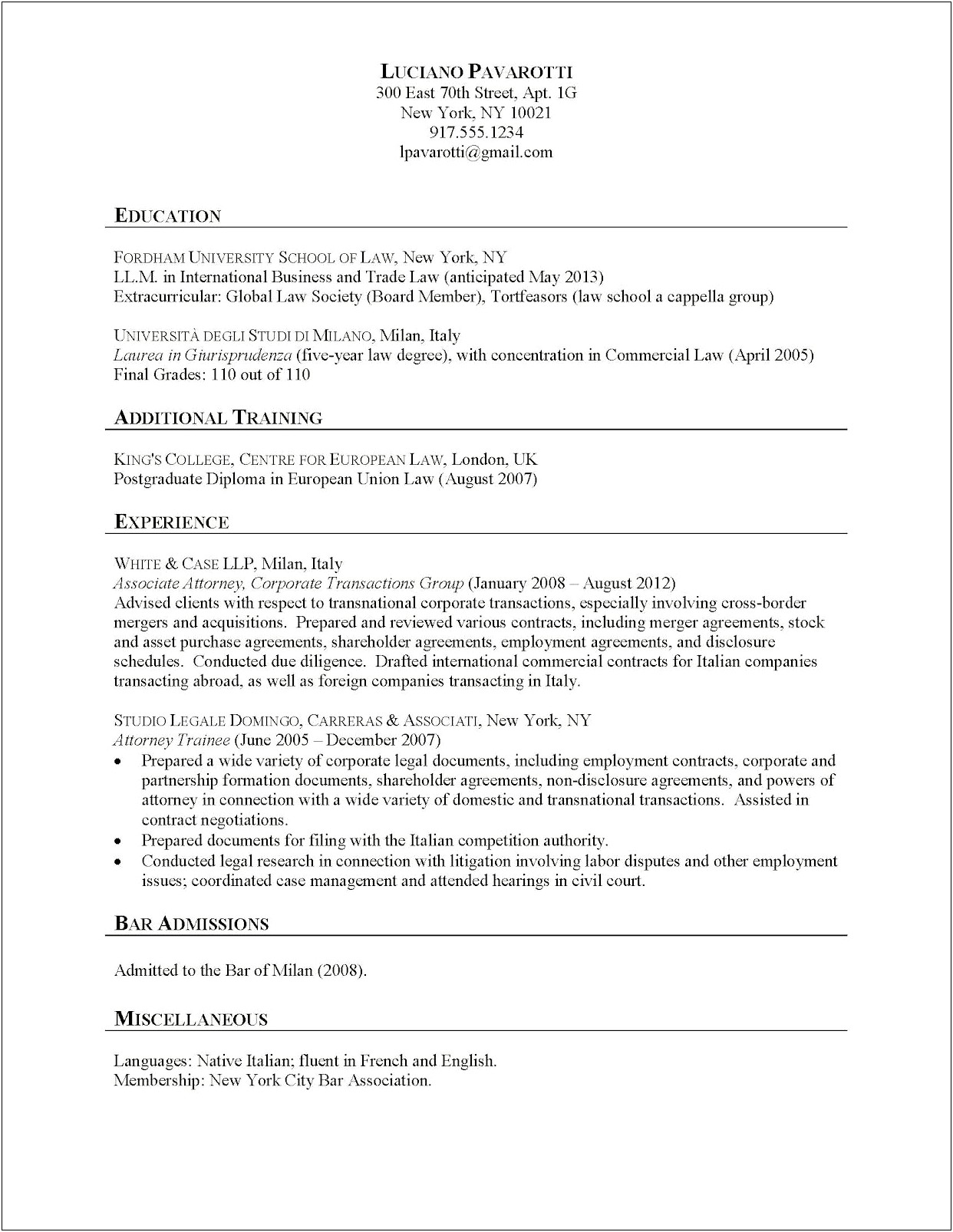 Attorney Document Review Resume Sample
