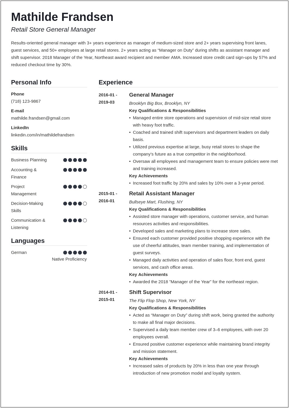 Auto Loan Credit Manager Resume