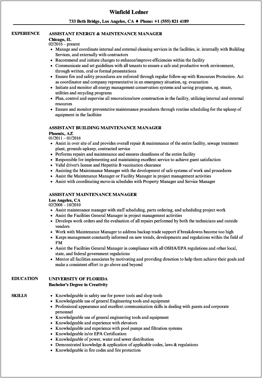 Auto Service Manager Resume Sample