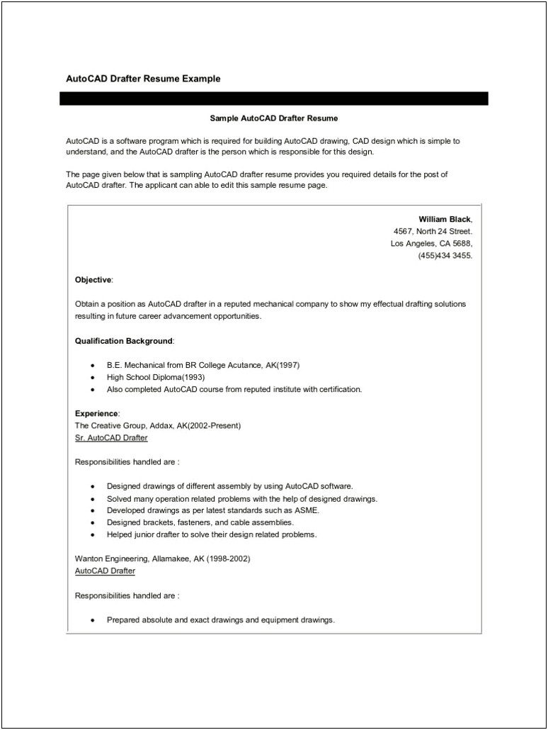 Autodesk Certification On High School Student Resume
