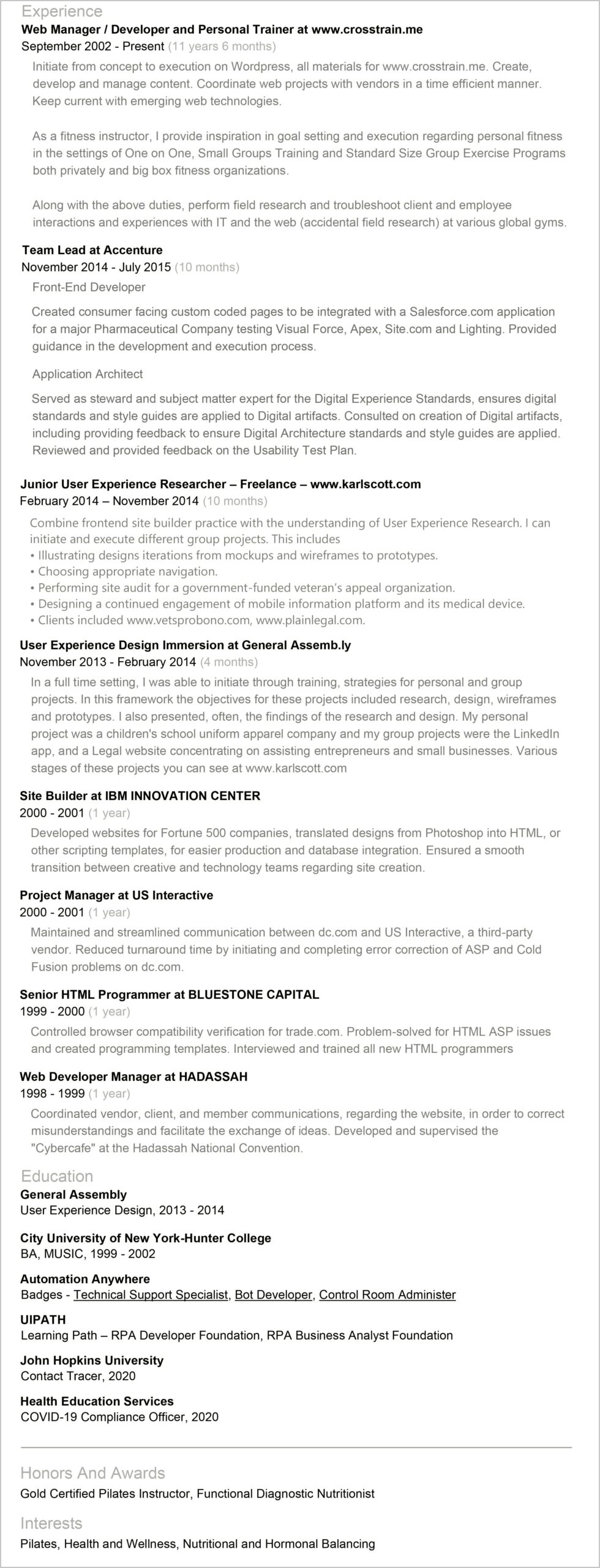 Automation Anywhere 6 Month Experience Resume