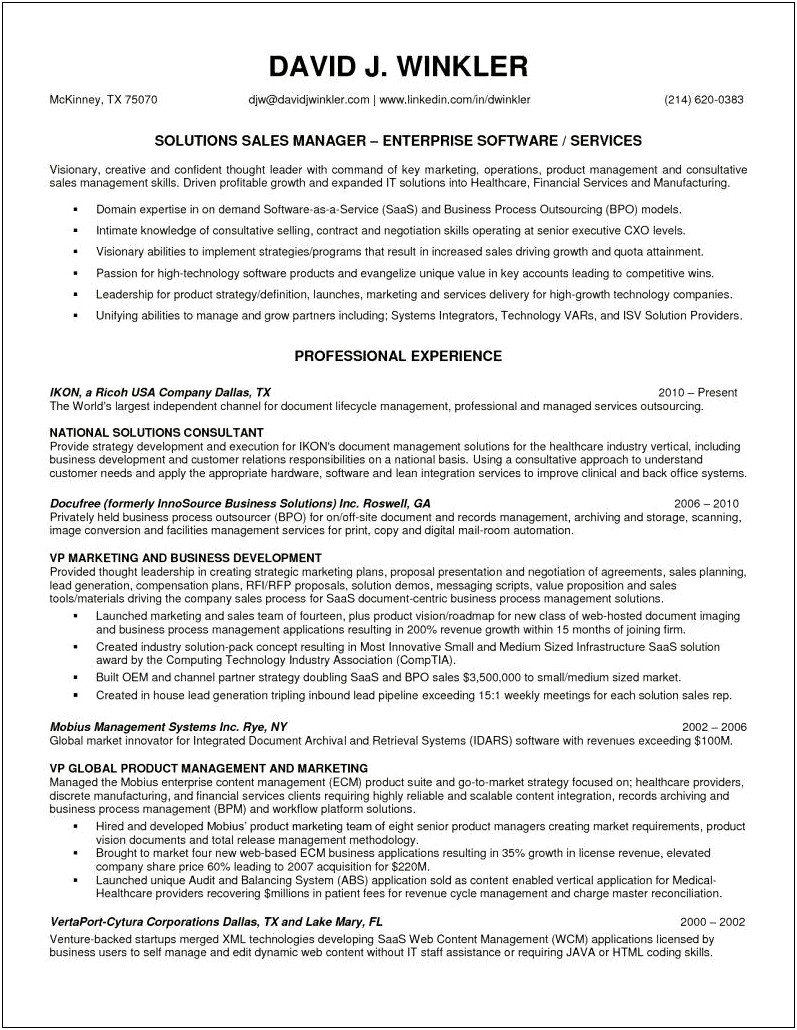 Automotive Sales Manager Resume Template