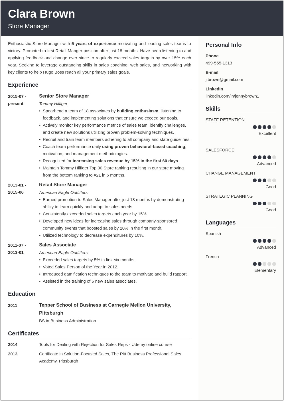 Autozone Assistant Store Manager Resume Example