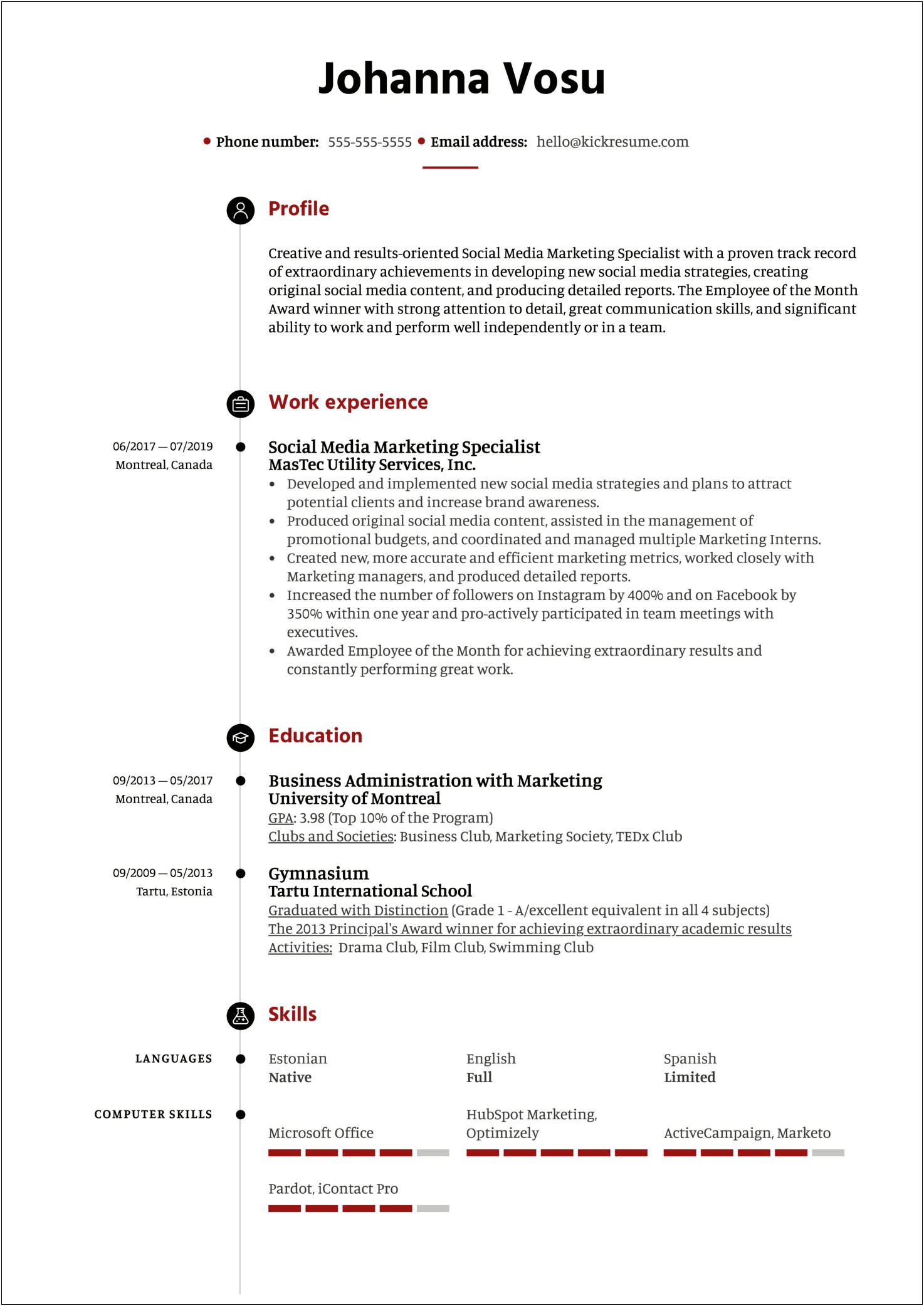 Award Within Job Description Resume