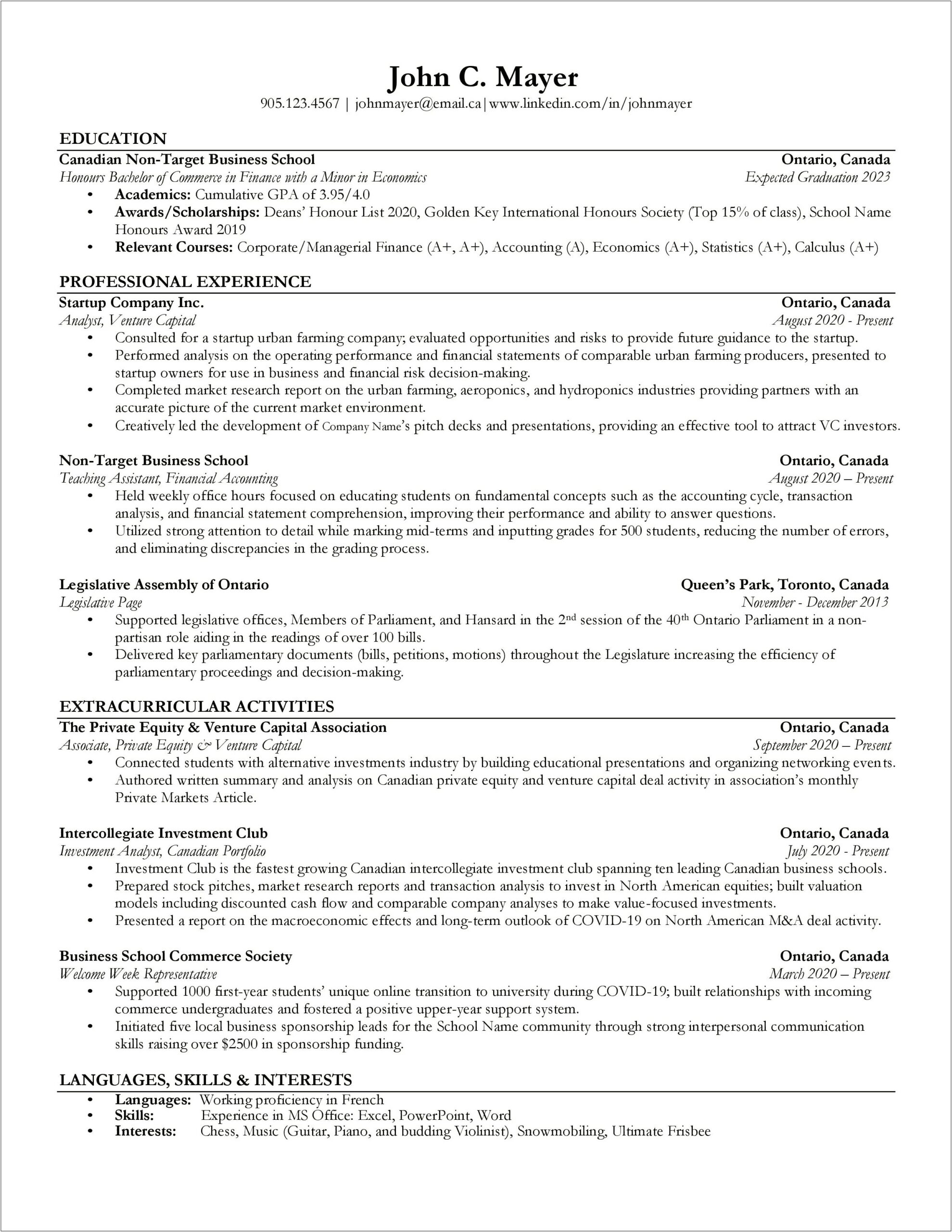 Awards Resume Section Example Reddit