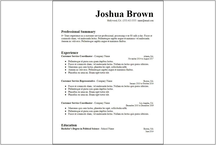 Bachelor Of Science Degree In Summary Resume