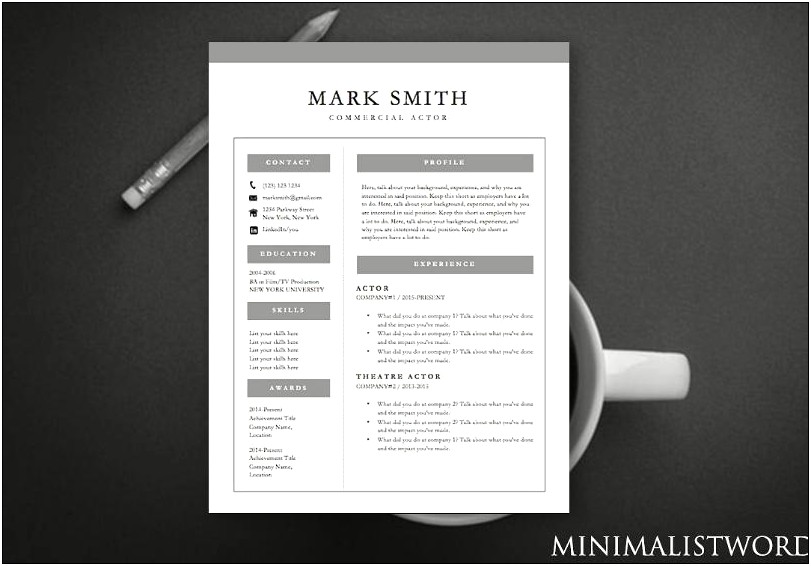 Background Actor Resume Fill In Template