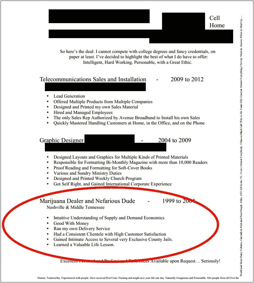 Bad Examples Of Resume Experience