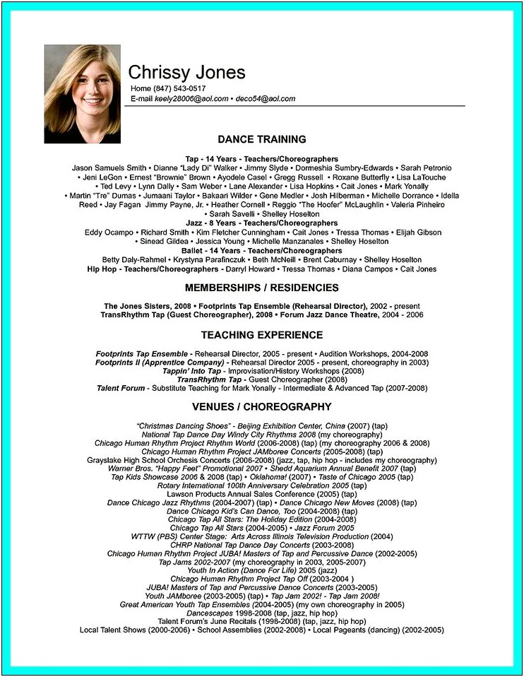 Ballroom Instructor Resume With No Experience