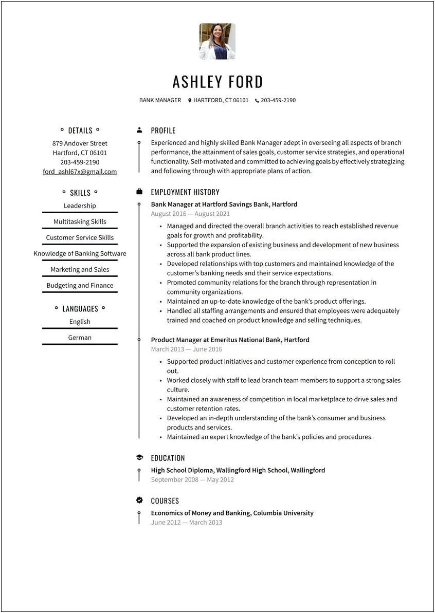 Bank Branch Assistant Manager Resume