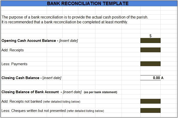 Bank Reconciliation Example For Resume