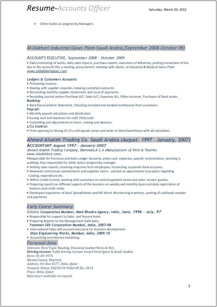 Bank Reconciliation Job Description Resume