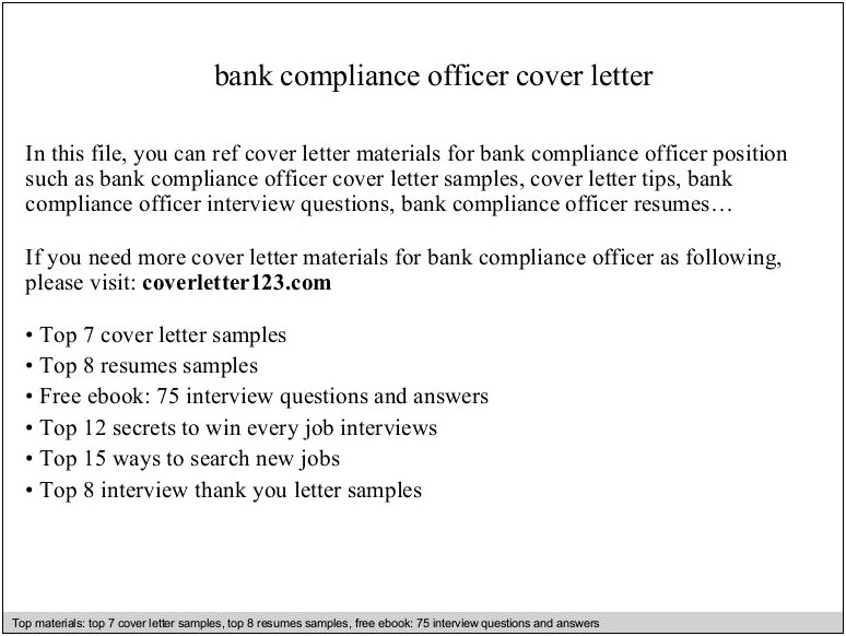 Banking Resume Cover Letter Samples