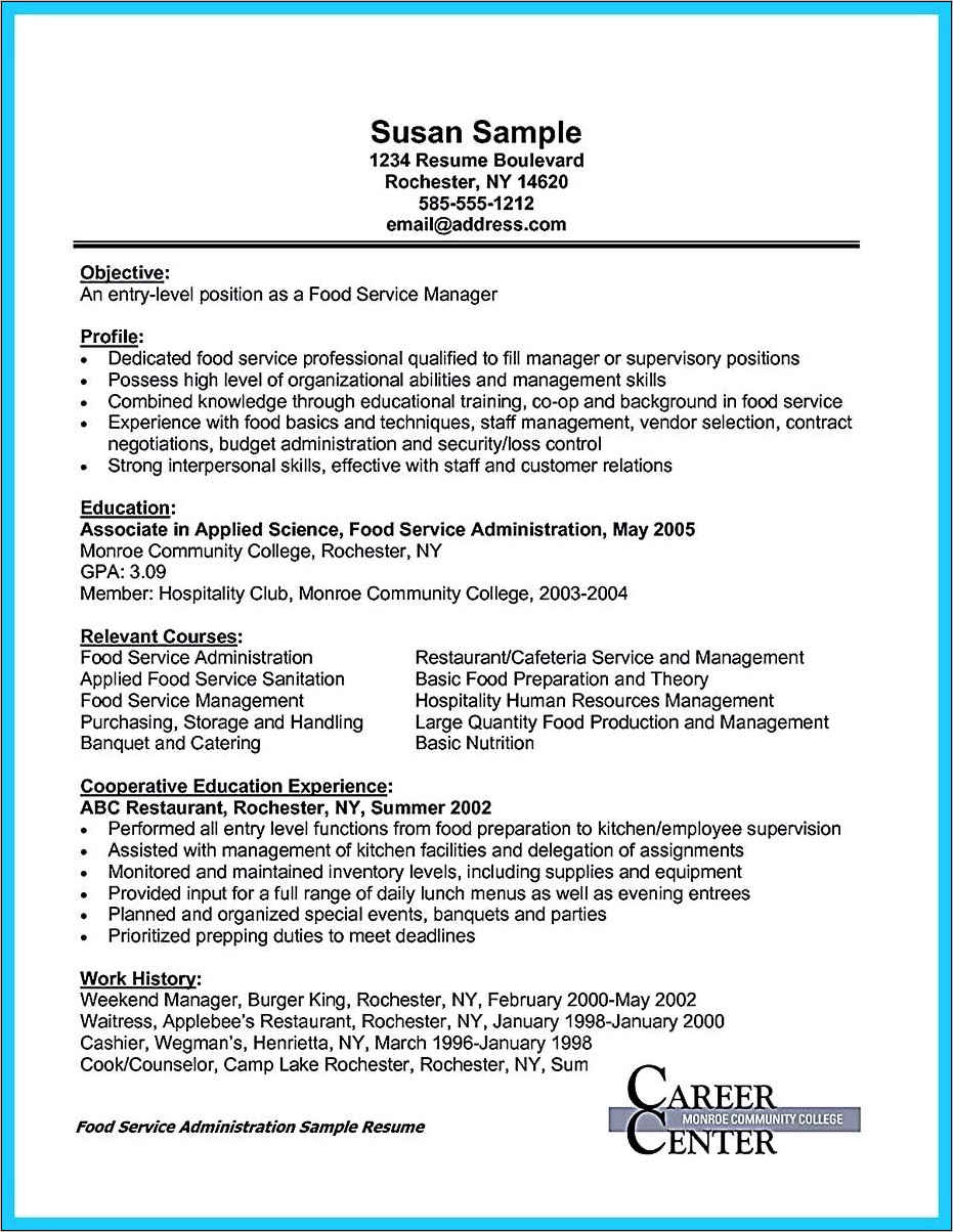 Banquet Chef Skills And Resume