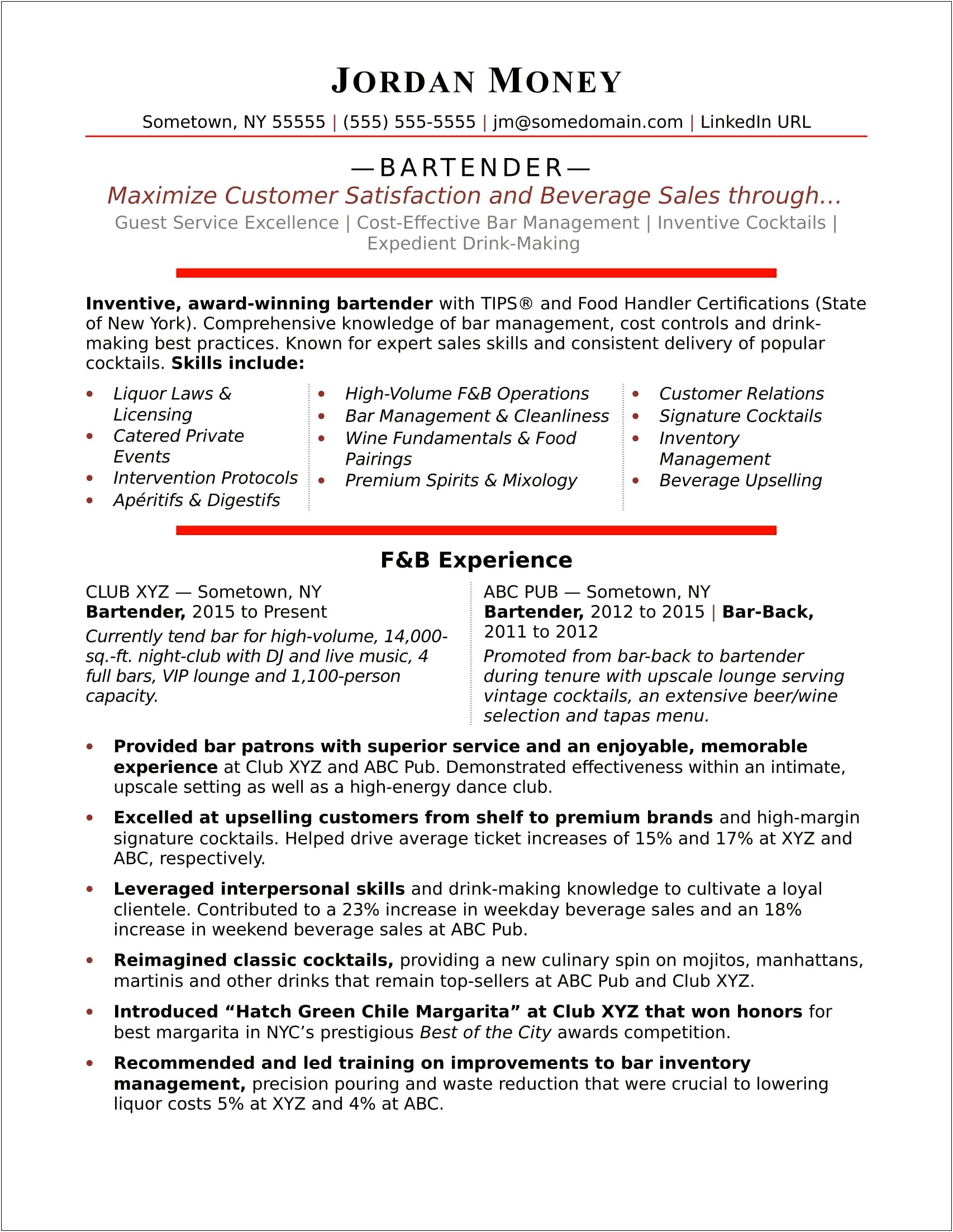 Bar Security Job Description For Resume