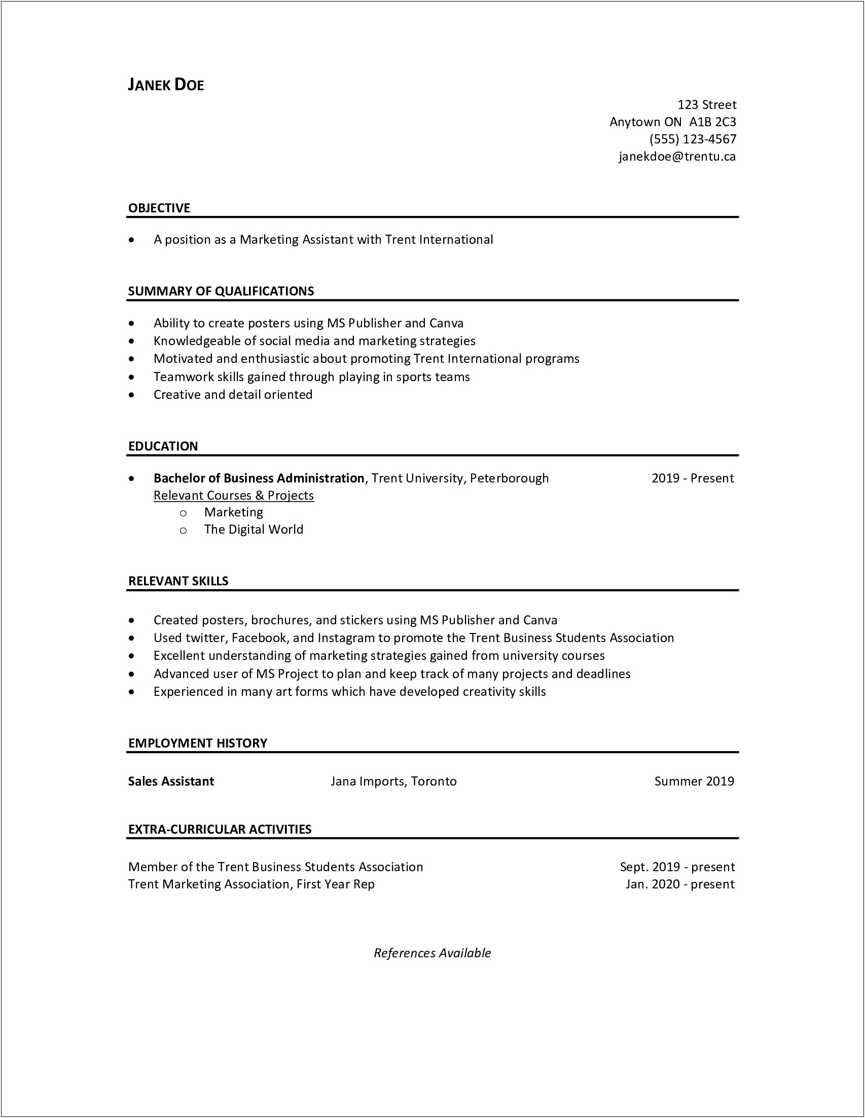 Basic Resume For Someone With Little Experience