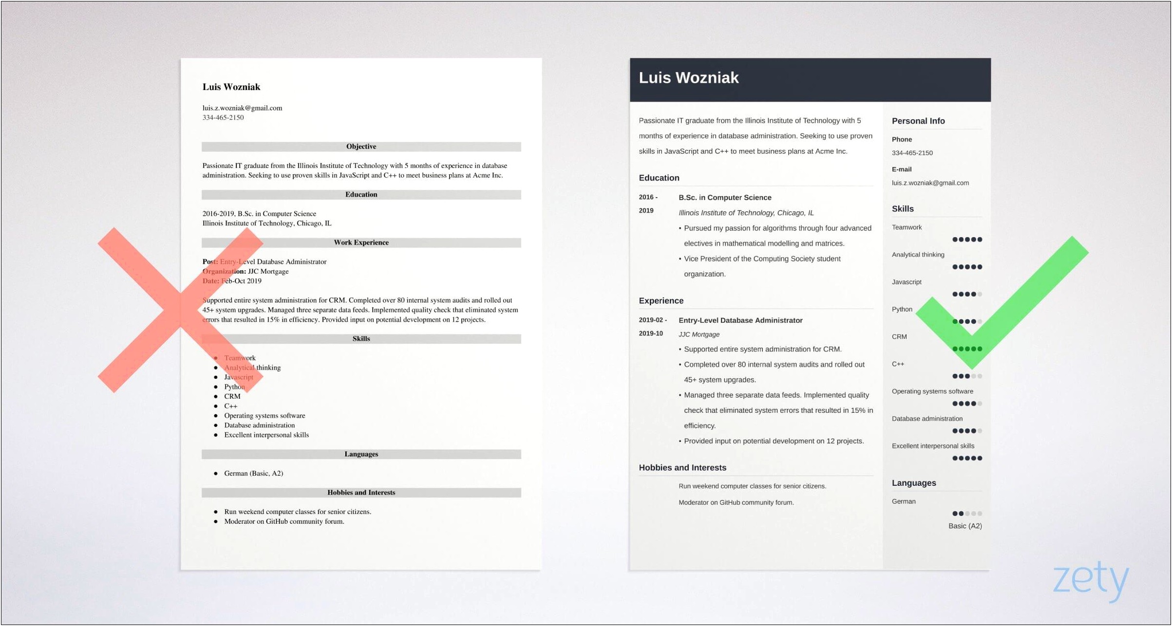 Beginner Job Application Sample Resume