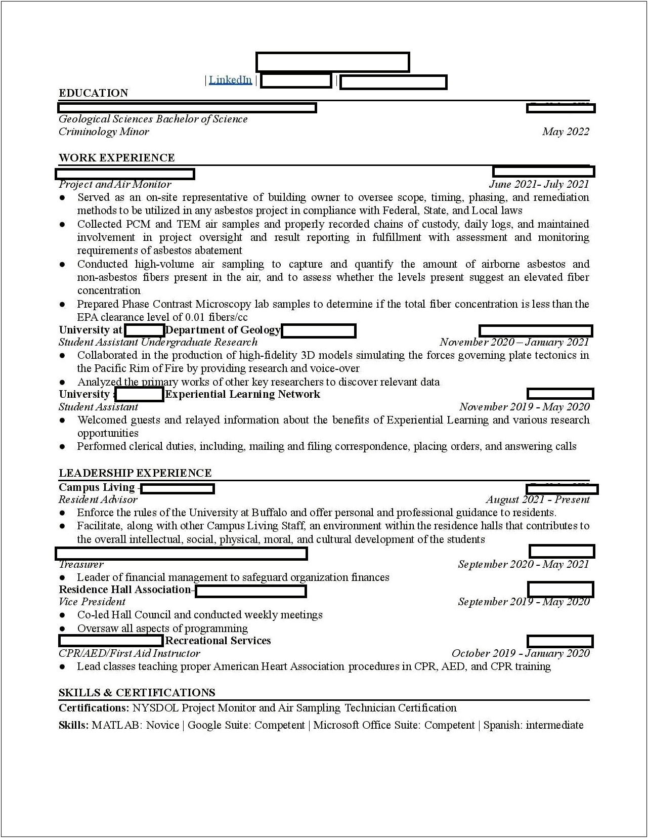 Beginning Career As A Resident Assistant Objective Resume