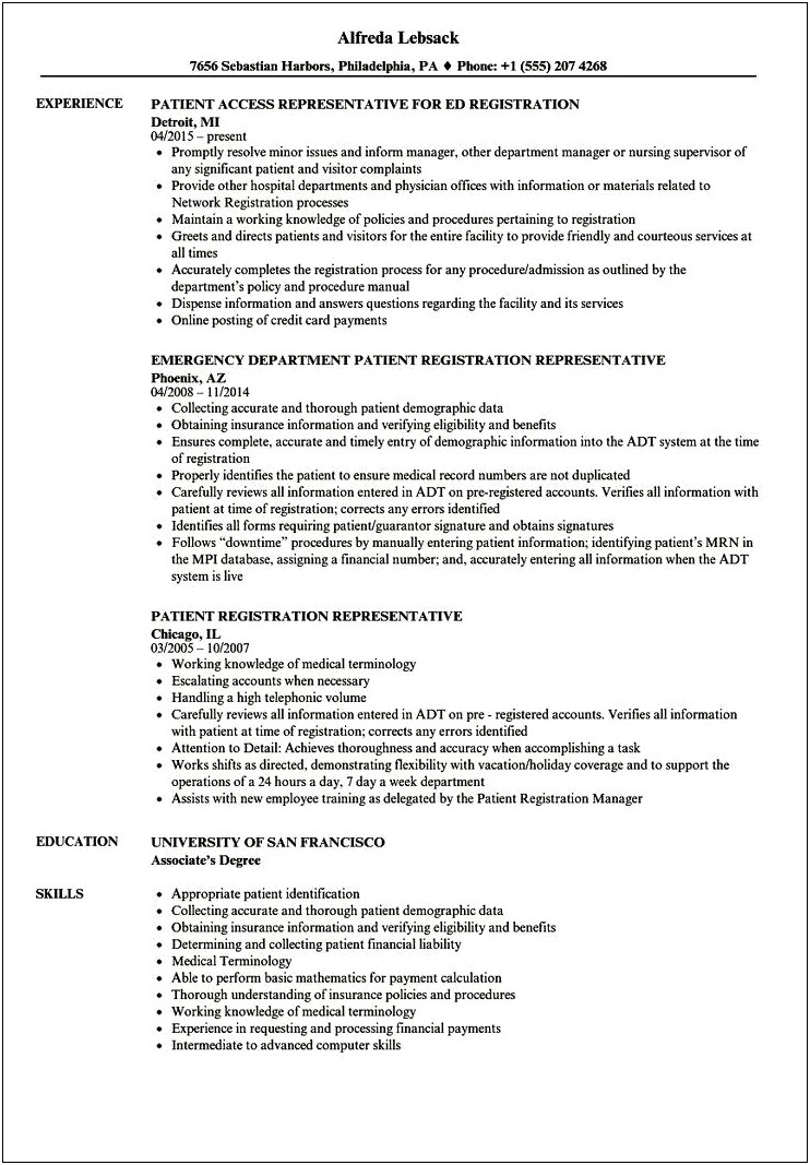 Benefits Payment Specialist Resume Sample