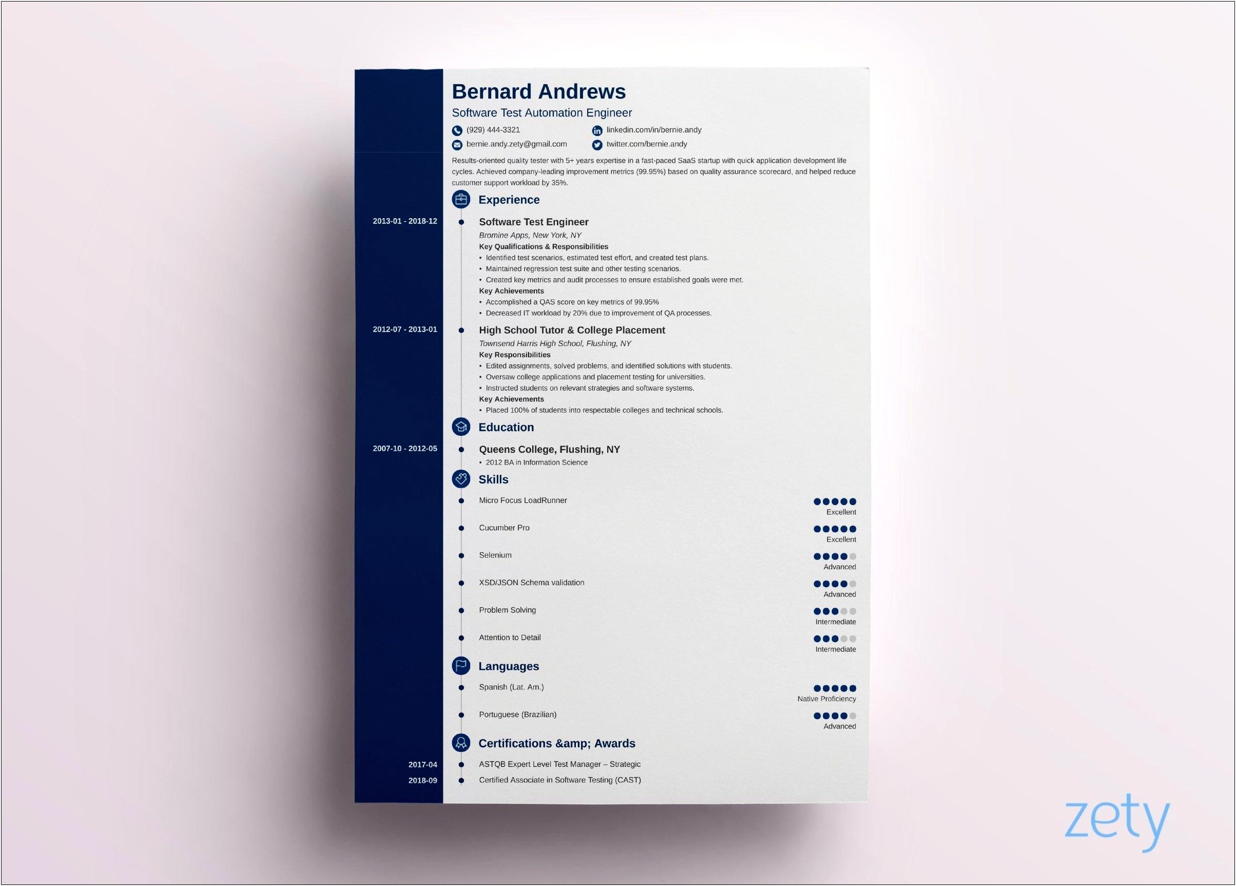Best 1 Page Cso Resume