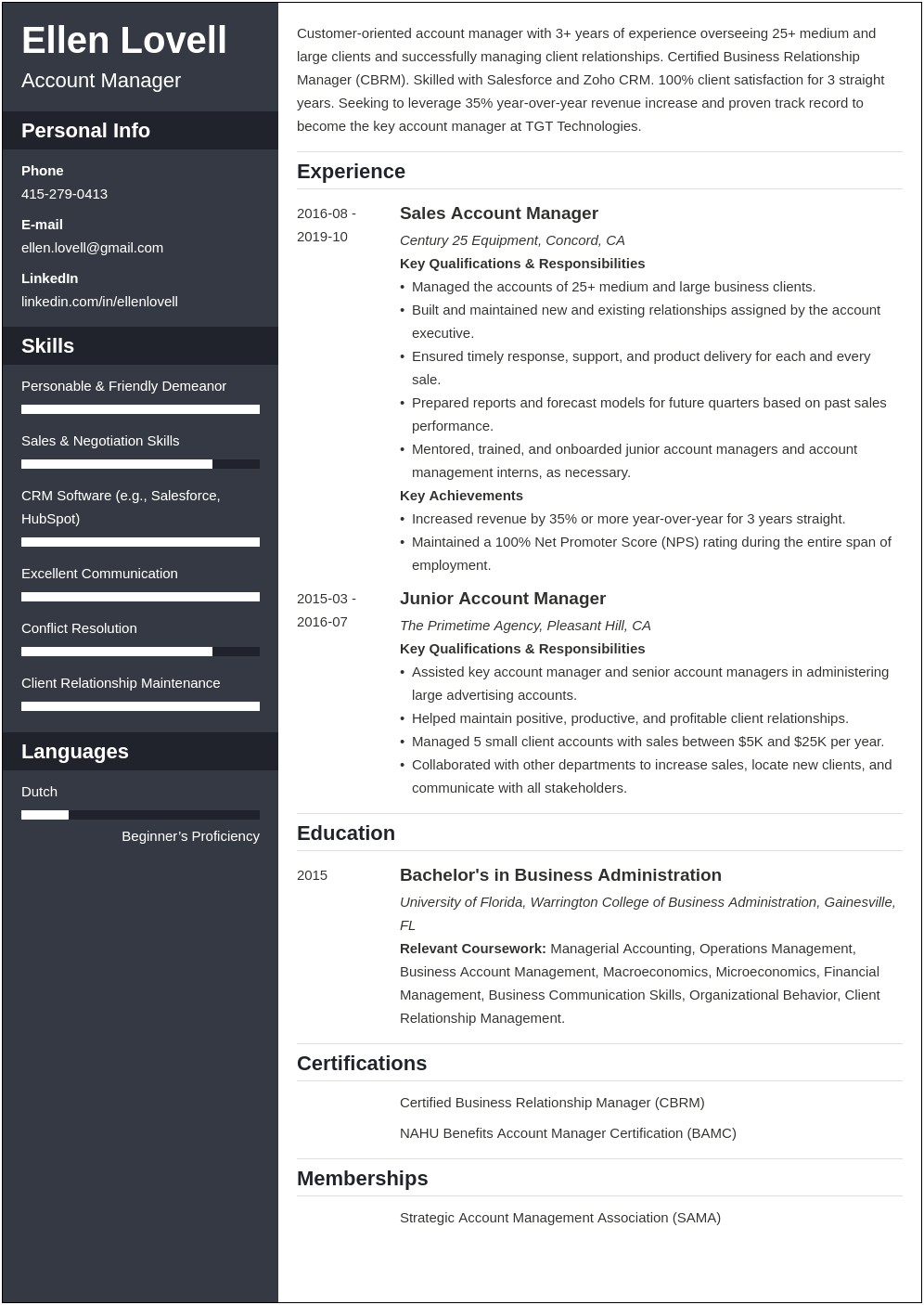 Best Account Manager Resume Examples