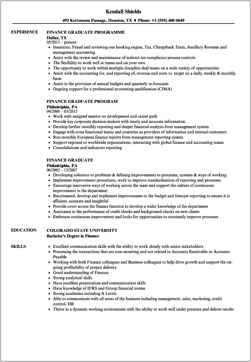 Best Accounting Graduate Resume Examples