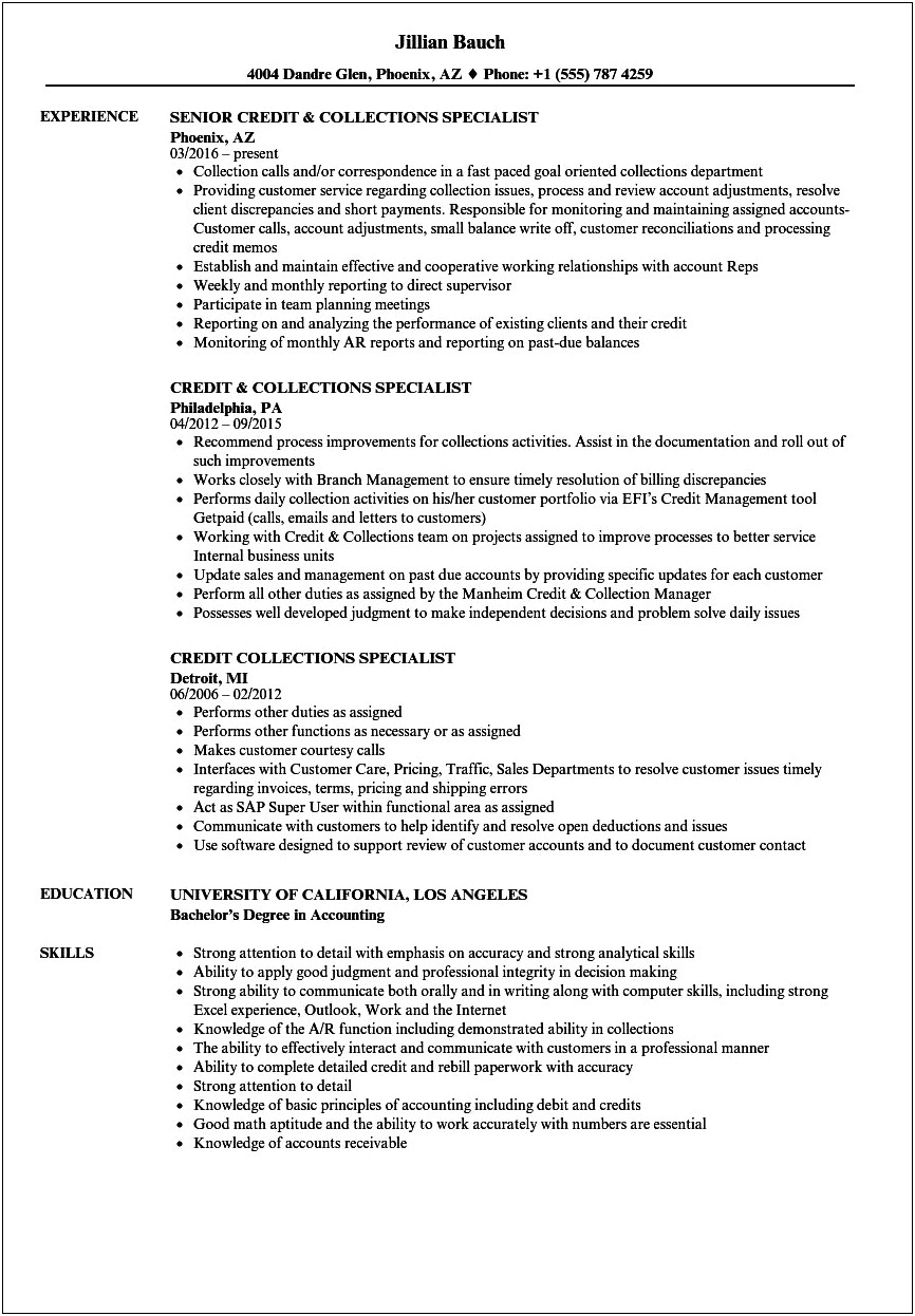 Best Accounts Receivable Specialist Resume