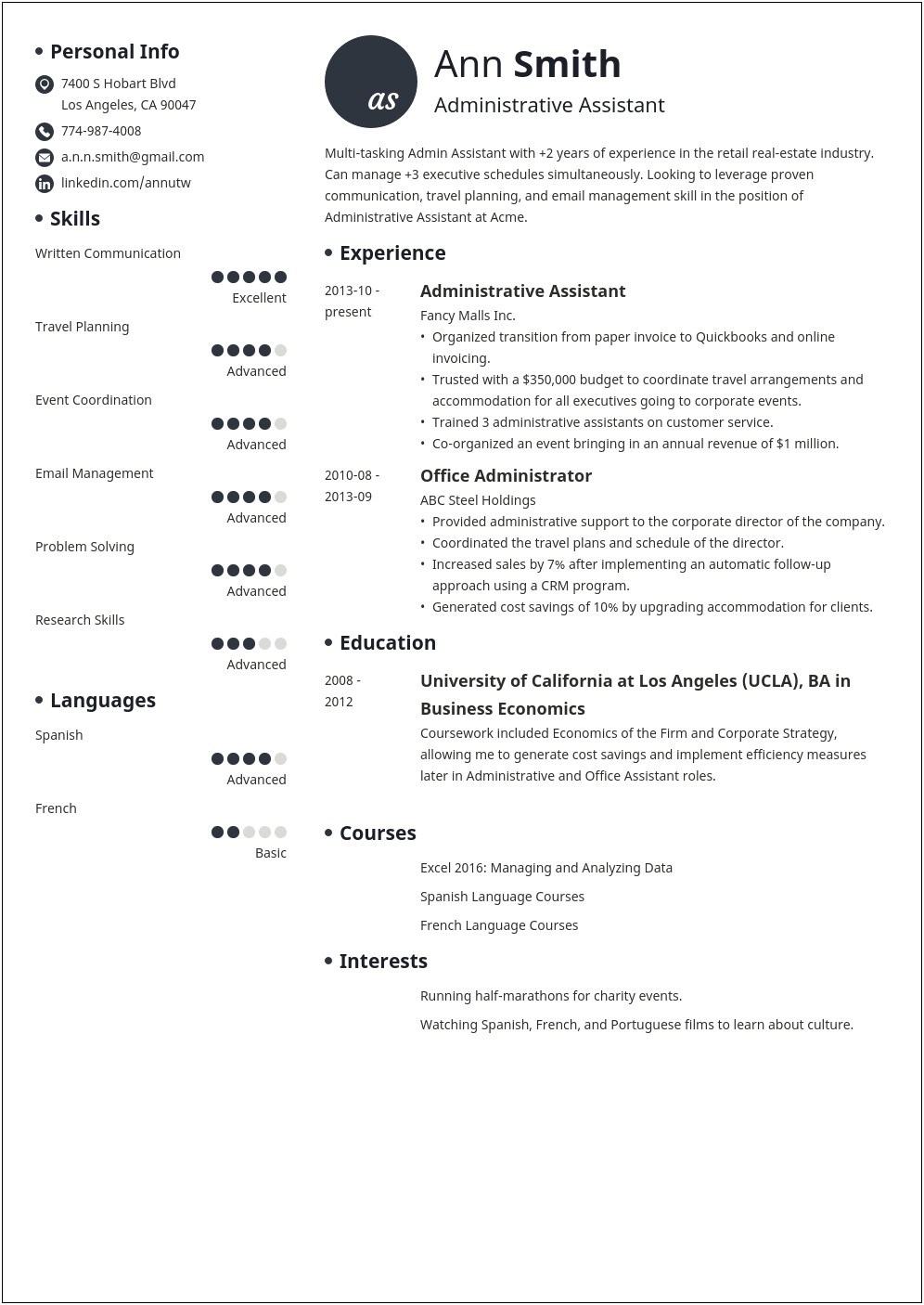 Best Administrative Assistant Resume 2014