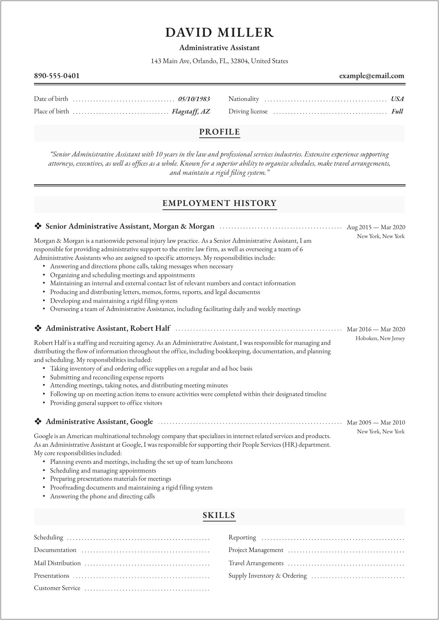 Best Administrative Assistant Resume 2018