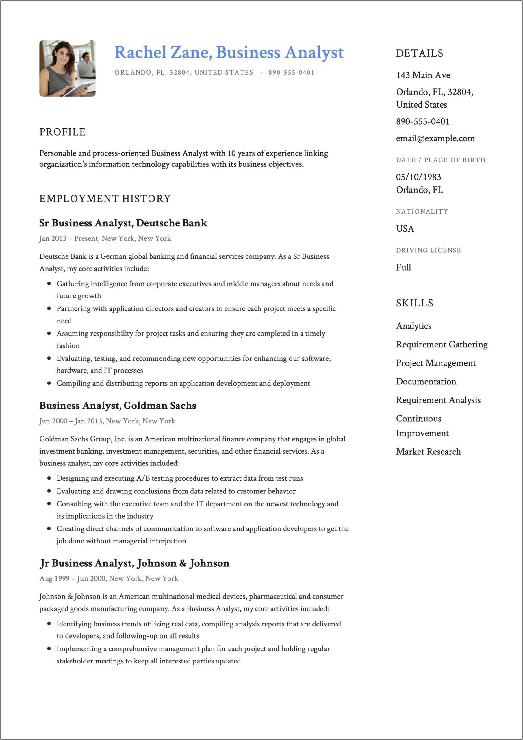 Best Business Analyst Resume Format