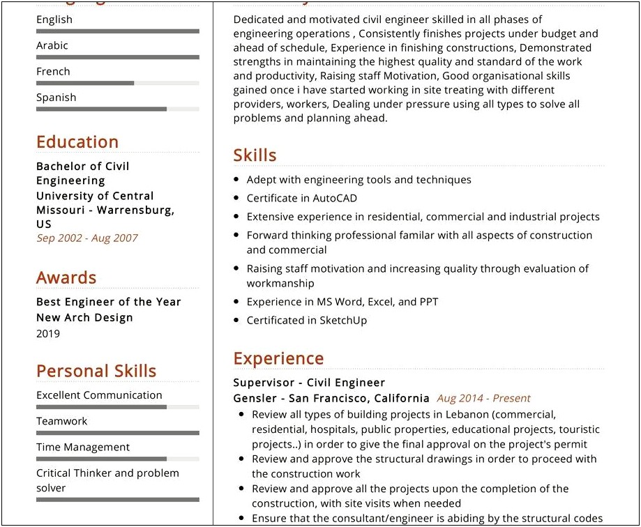 Best Civil Engineer Resume Download