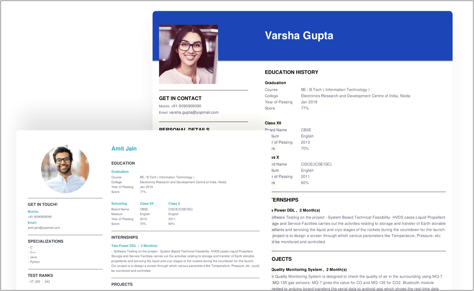 Best Creative Resume Format For Freshers Free
